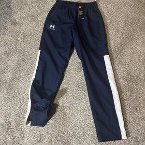 Under Armour Pants Mens Small Navy White Challenger Woven Training Track 1352031
